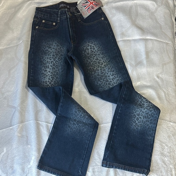 London Blue Denim - Blue Leopard Print Women's Jeans